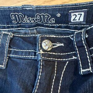 Miss Me Jeans Mid-Rise Easy Ankle Skinny Denim Size 27 Rhinestone Bling Sparkle